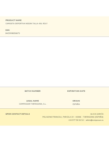 Camiseta deportiva negra talla-xxl roly