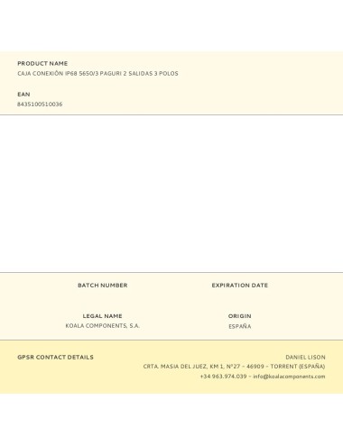 Caja conexión ip68 5650/3 paguri 2 salidas 3 polos