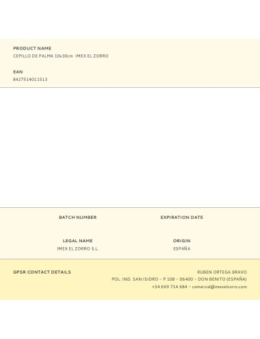 Cepillo de palma 10x30cm imex el zorro