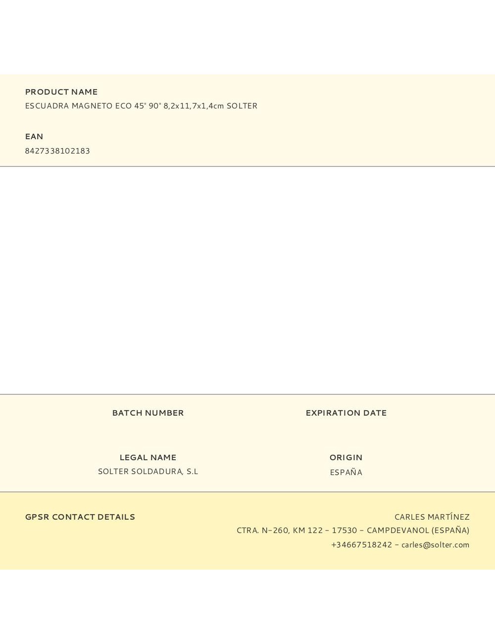 Escuadra magneto eco 45° 90° 8,2x11,7x1,4cm solter