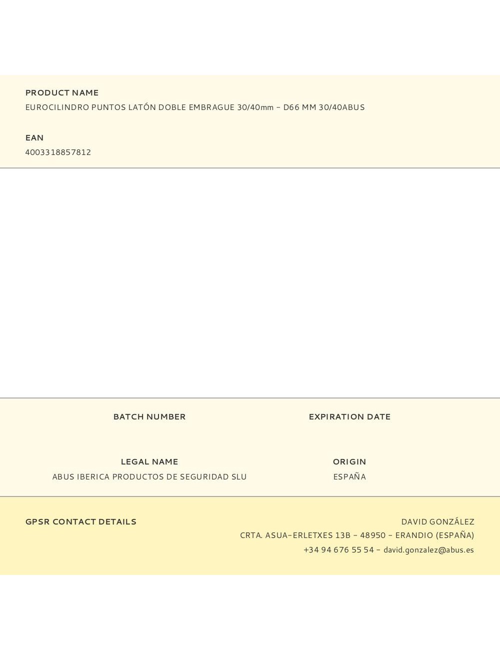 Eurocilindro puntos latón doble embrague 30/40mm - d66 mm 30/40abus