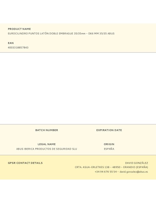 Eurocilindro puntos latón doble embrague 35/35mm - d66 mm 35/35 abus