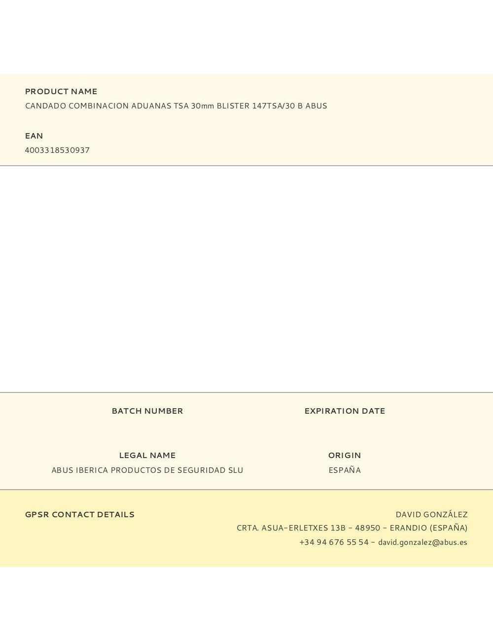 Candado combinacion aduanas tsa 30mm blister 147tsa/30 b abus
