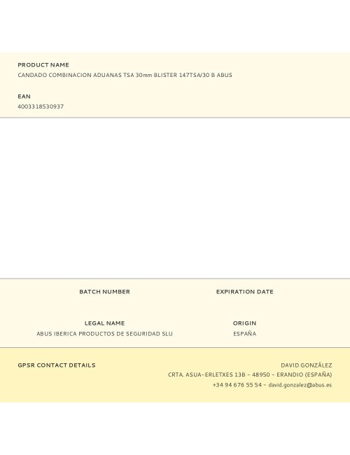 Candado combinacion aduanas tsa 30mm blister 147tsa/30 b abus