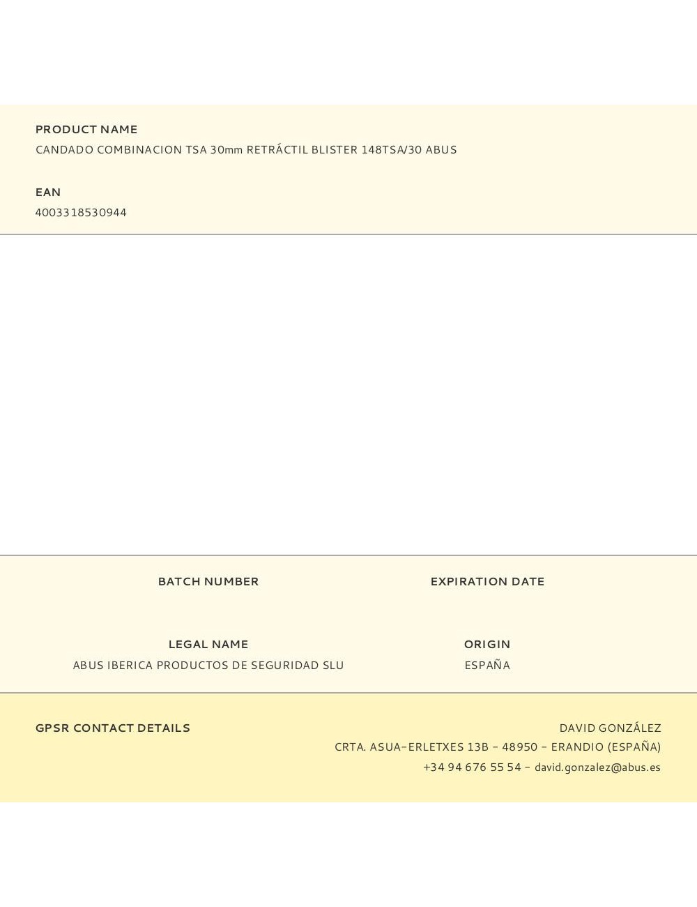 Candado combinacion tsa 30mm retráctil blister 148tsa/30 abus