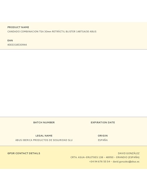 Candado combinacion tsa 30mm retráctil blister 148tsa/30 abus