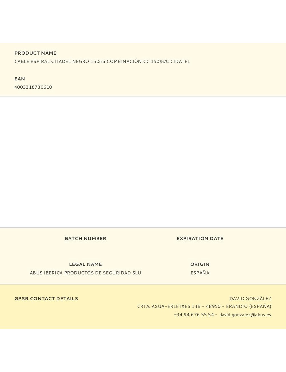 Cable espiral citadel negro 150cm combinación cc 150/8/c cidatel