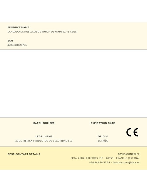 Candado de huella abus touch de 45mm 57/45 abus