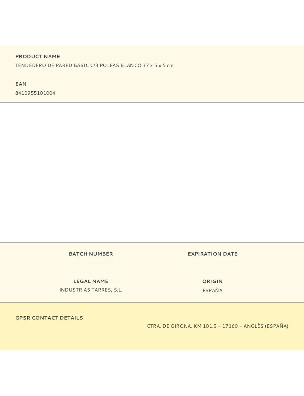 Tendedero de pared basic c/3 poleas blanco 37 x 5 x 5 cm