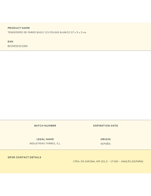 Tendedero de pared basic c/3 poleas blanco 37 x 5 x 5 cm