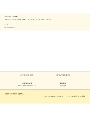 Tendedero de pared basic c/4 poleas blanco 47 x 5 x 5 cm