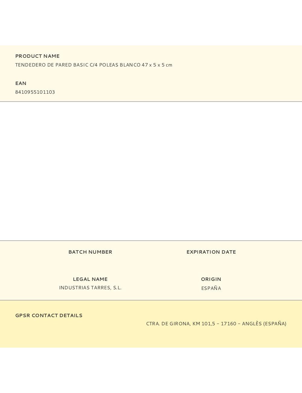 Tendedero de pared basic c/4 poleas blanco 47 x 5 x 5 cm