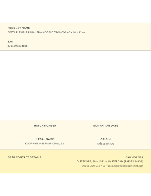 Cesta flexible para leña modelo troncos 40 x 40 x 31 cm