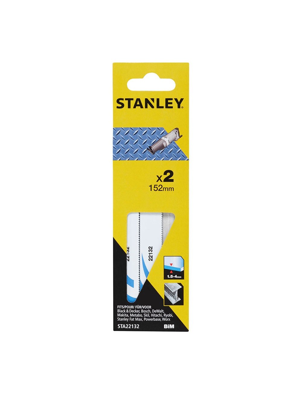 Pack 2 hojas de sierra de sable 15,2cm metal fino sta22132-xj stanley Pack 2 hojas de sierra de sable 15,2cm metal fino sta22132-xj stanley