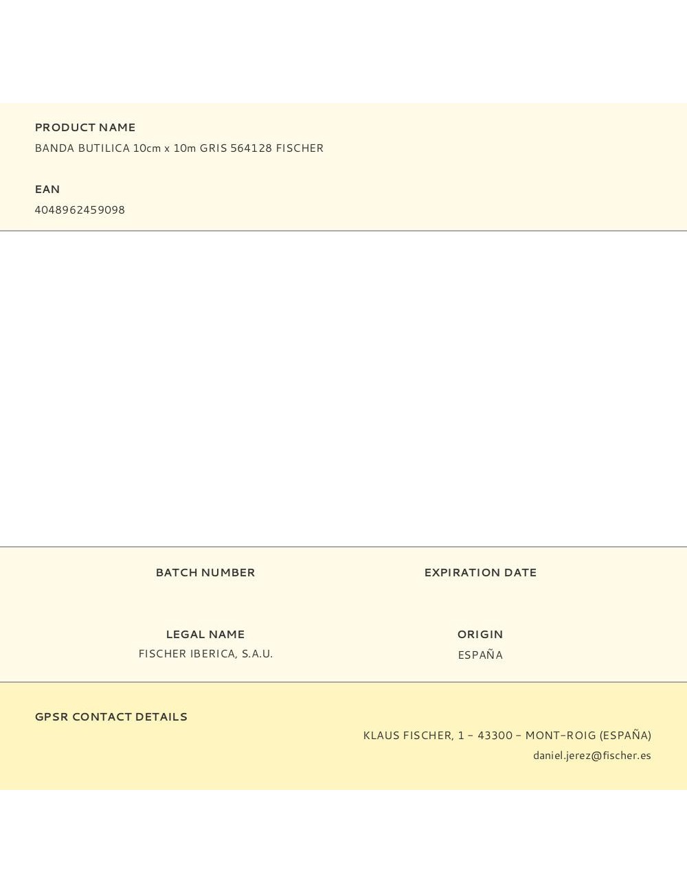 Banda butílica gris 10 cm x 10 m