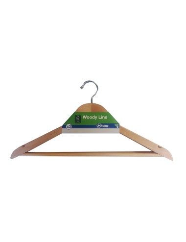 Perchas contorneadas madera ecológica fsc 43,5 x 1,4 x 22,5 cm, 3 uds