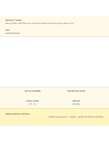 Rollo papel pintado alta calidad ladrillo rojo 0,53 x 10 m