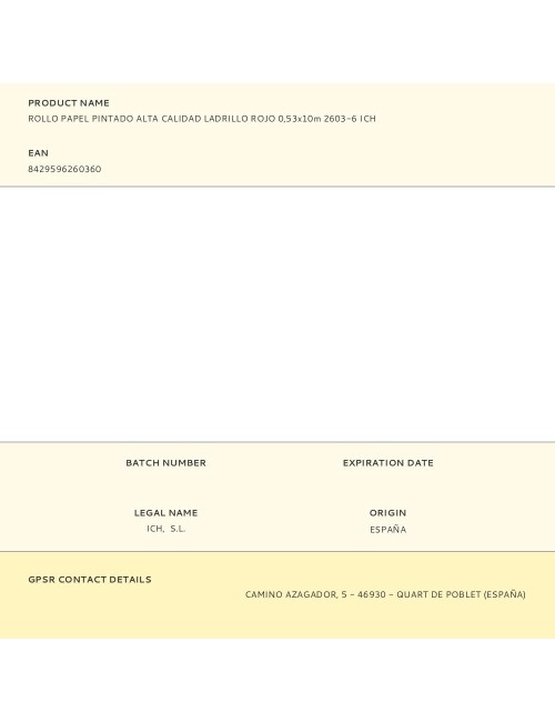 Rollo papel pintado alta calidad ladrillo rojo 0,53 x 10 m