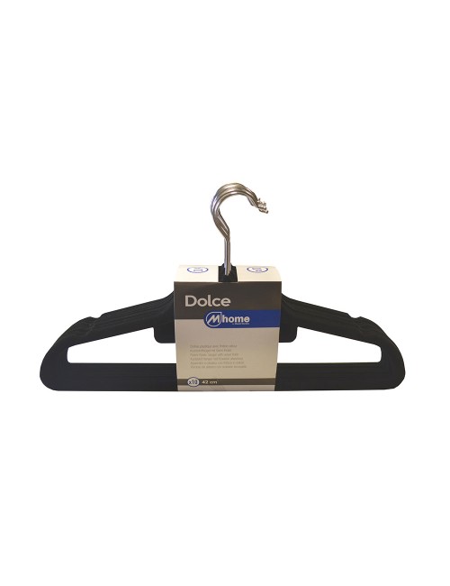 Perchas de plástico con acabado terciopelo 42 cm, 10 uds