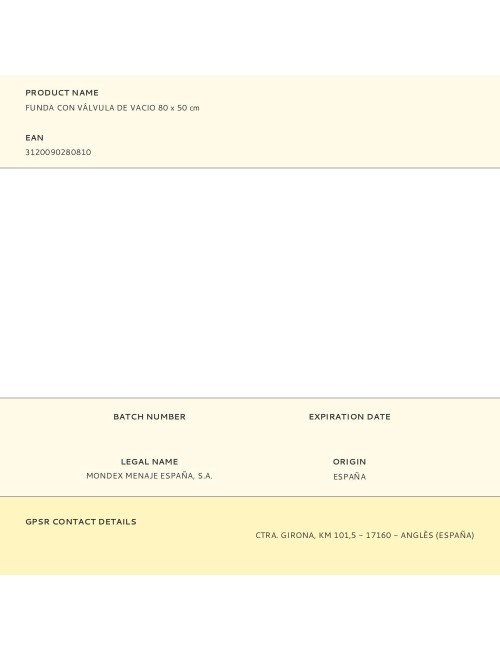 Funda con válvula de vacio 80 x 50 cm