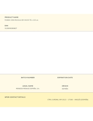 Funda con válvula de vacio 70 x 115 cm