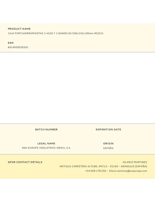 Caja de herramientas con 2 asas y 3 bandejas 500 x 210 x 190 mm