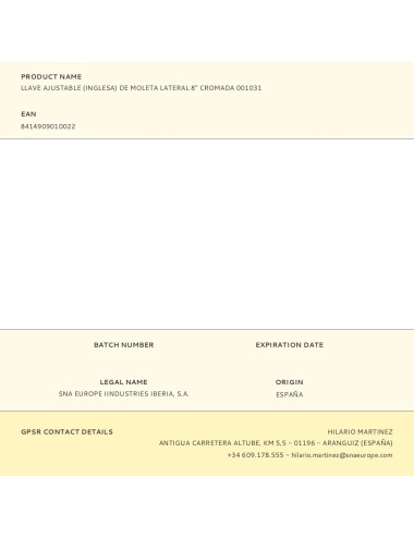 Llave ajustable de moleta lateral cromada, 200 mm