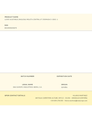 Llave ajustable (inglesa) moleta central 8" cromada 5-200c-1