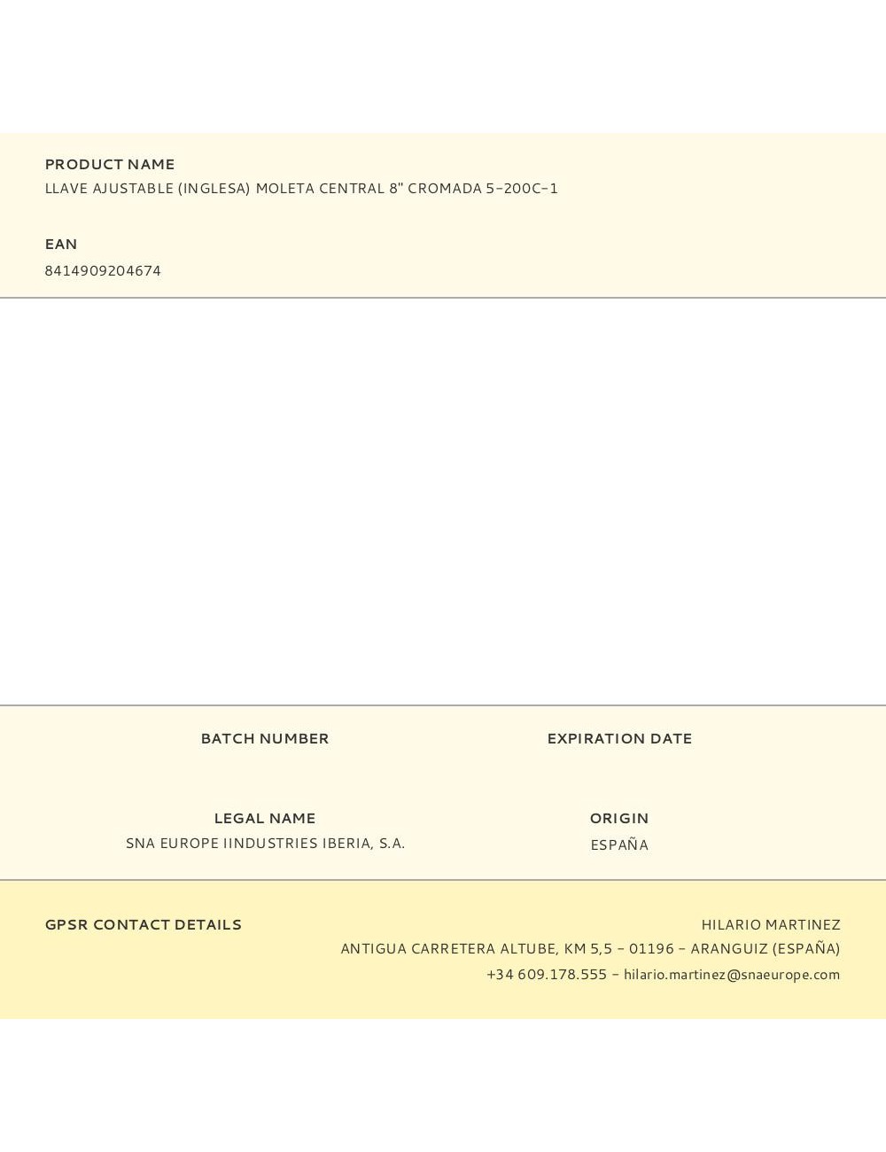 Llave ajustable (inglesa) moleta central 8" cromada 5-200c-1