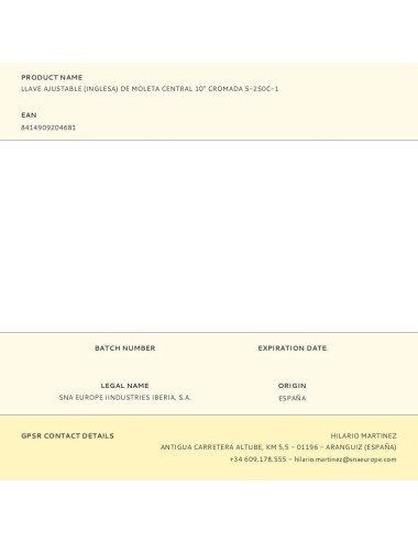 Llave ajustable (inglesa) de moleta central 10" cromada 5-250c-1