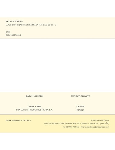 Llave combinada con carraca fija 8mm 18-08-1