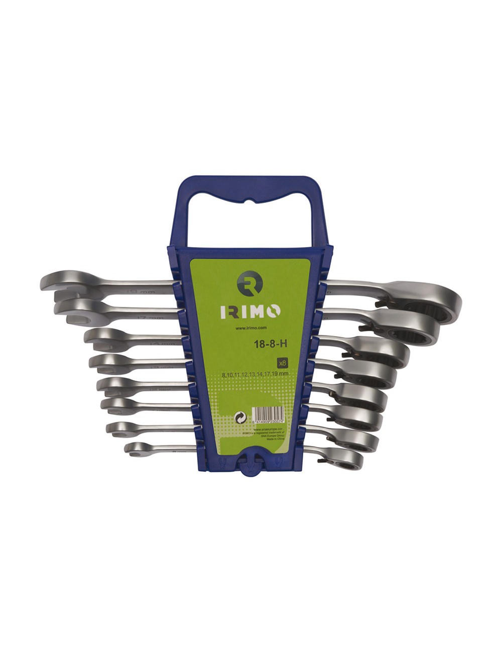 Juego 8 llaves combinadas carraca/fija 8-19mm 18-8-h