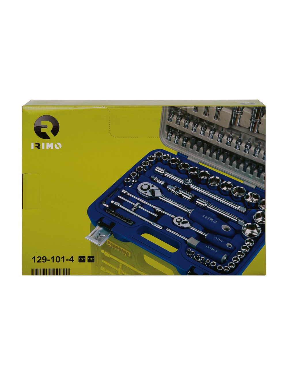 Juego carraca ½ y ¼ pulg, vasos hexagonales ½ (8-32mm) y ¼ (4-13mm), 101 piezas 129-101-4