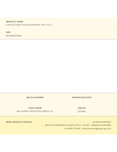 Llave de tubo stillson (grifa) 8"