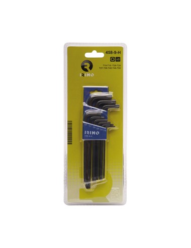 Llaves acodadas pavonadas torx® t10 - t50 458 - 9 - h, juego de 9 piezas