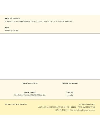 Llaves acodadas pavonadas torx® t10 - t50 458 - 9 - h, juego de 9 piezas