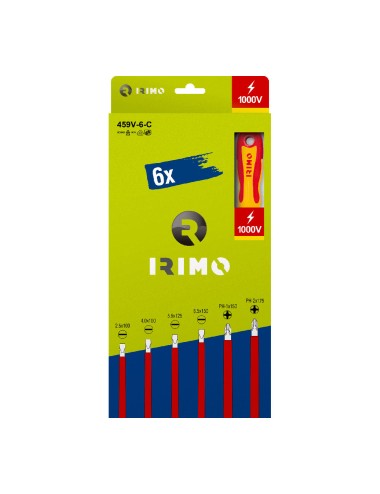 Destornilladores 1000v 4 planos, 2 ph, caja cartón, 6 piezas