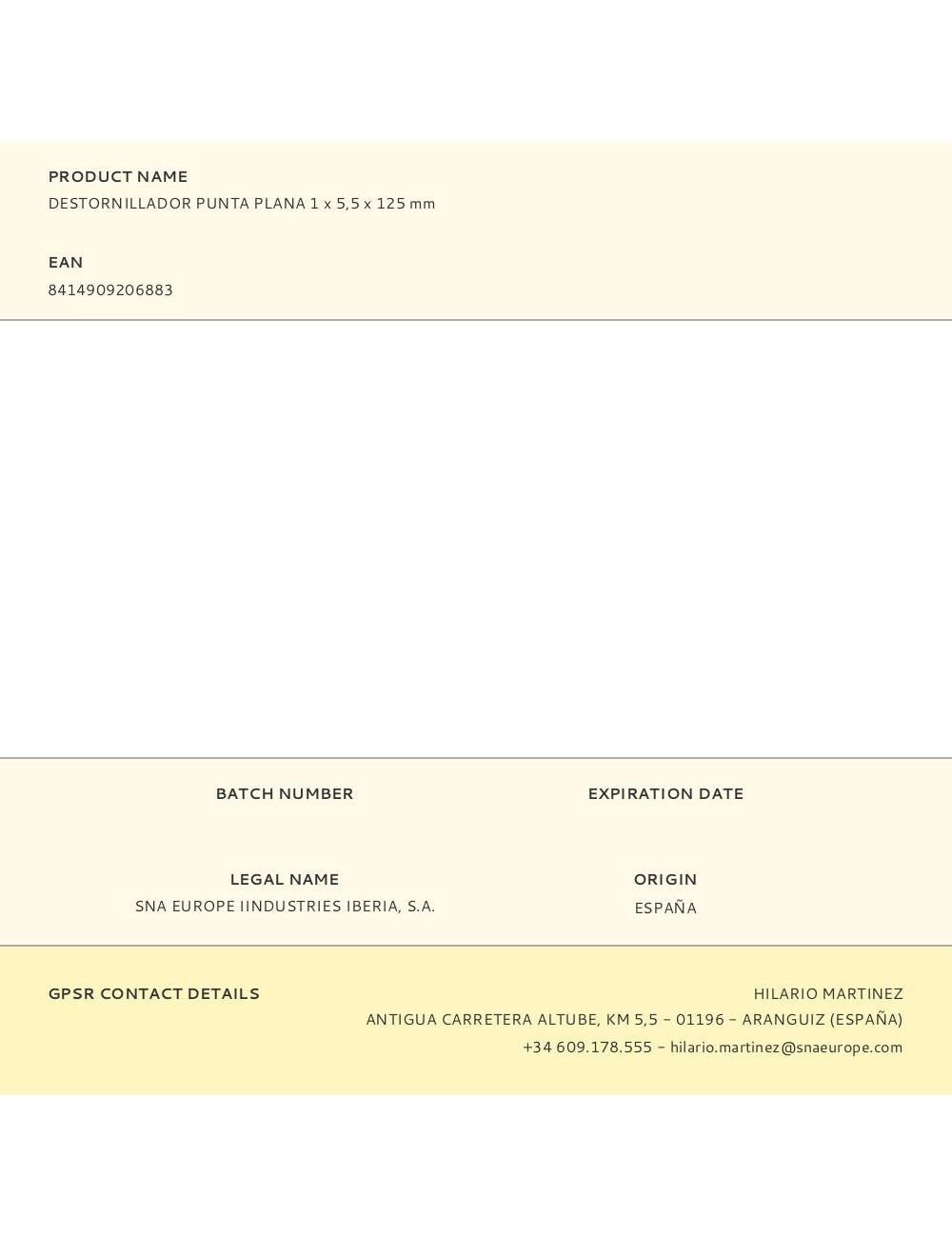 Destornillador punta plana 1 x 5,5 x 125 mm
