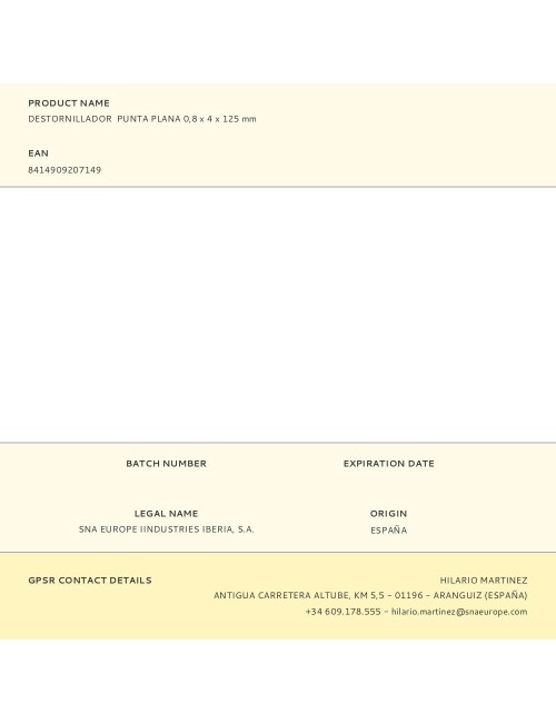Destornillador punta plana 0,8 x 4 x 125 mm