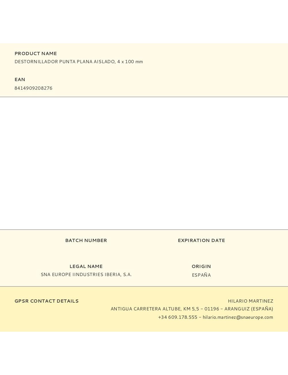 Destornillador punta plana aislado, 4 x 100 mm