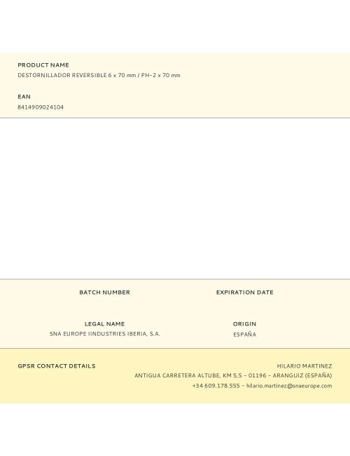 Destornillador reversible 6 x 70 mm / ph-2 x 70 mm
