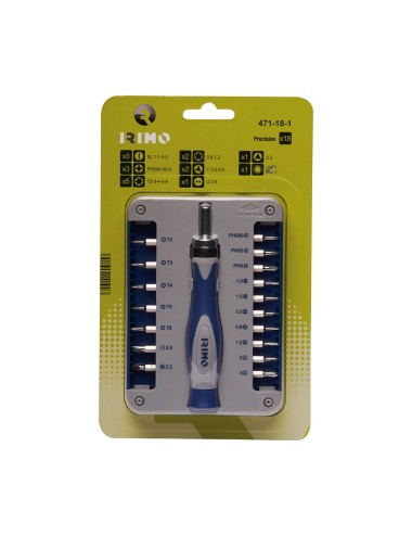 Destornilladores de precisión con portapuntas a carraca, 17 piezas