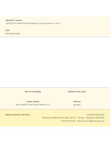 Granetes redondos, juego de 5 piezas