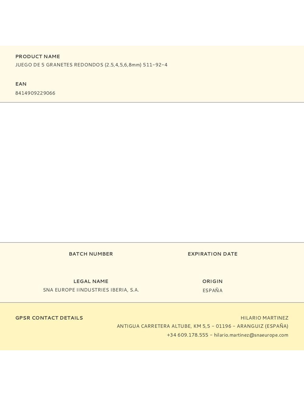 Granetes redondos, juego de 5 piezas