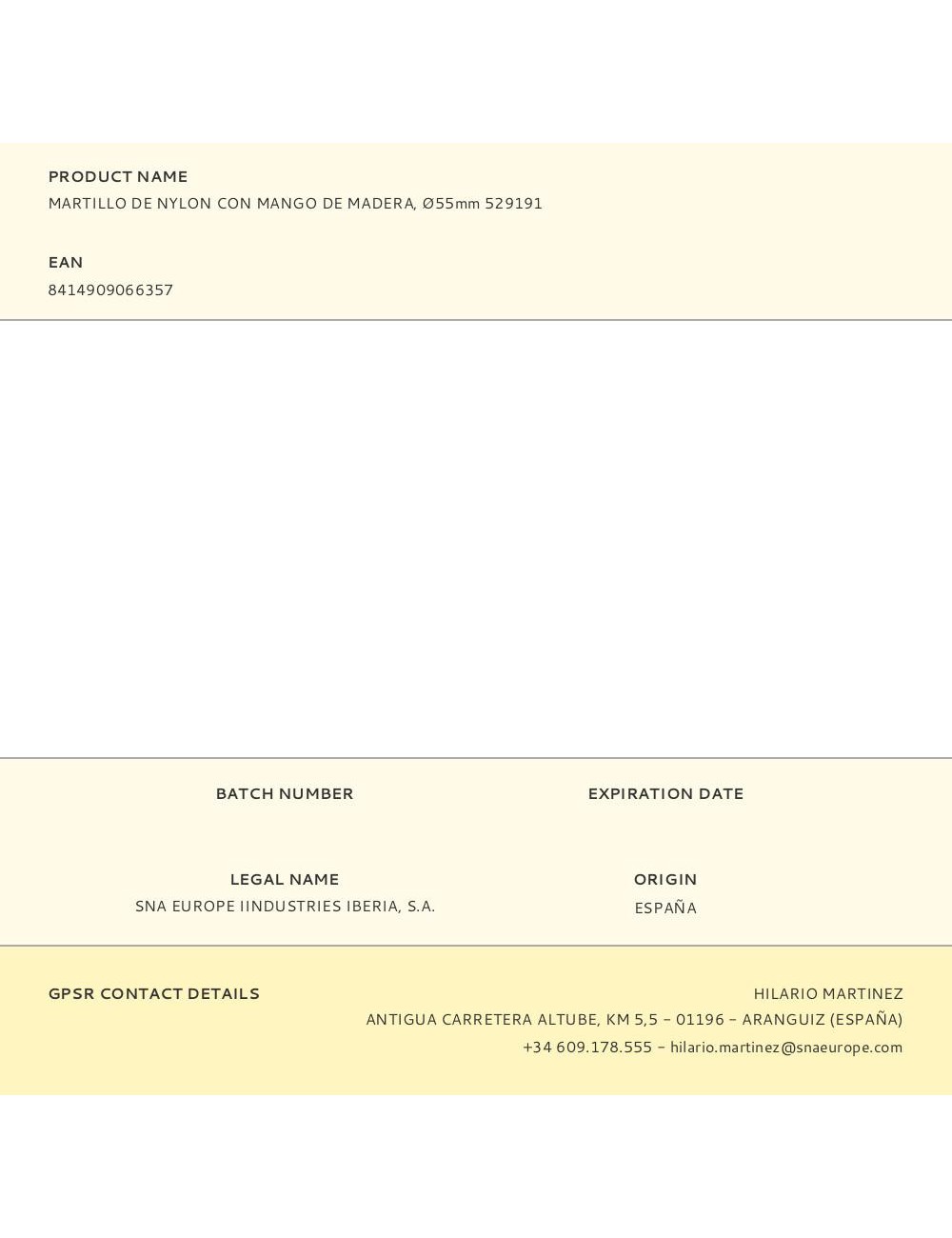 Martillo de nylon con mango de madera, ø55 mm