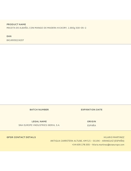 Maceta de albañil con mango de madera hickory, 1.000 g