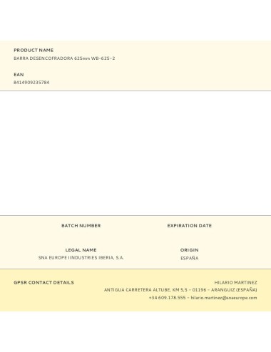 Barra desencofradora 625mm wb-625-2