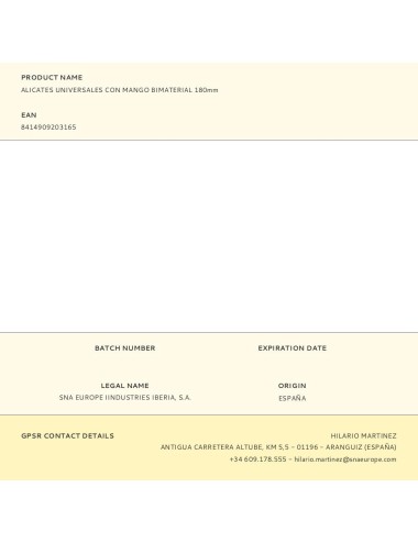 Alicates universales con mango bimaterial 180 mm