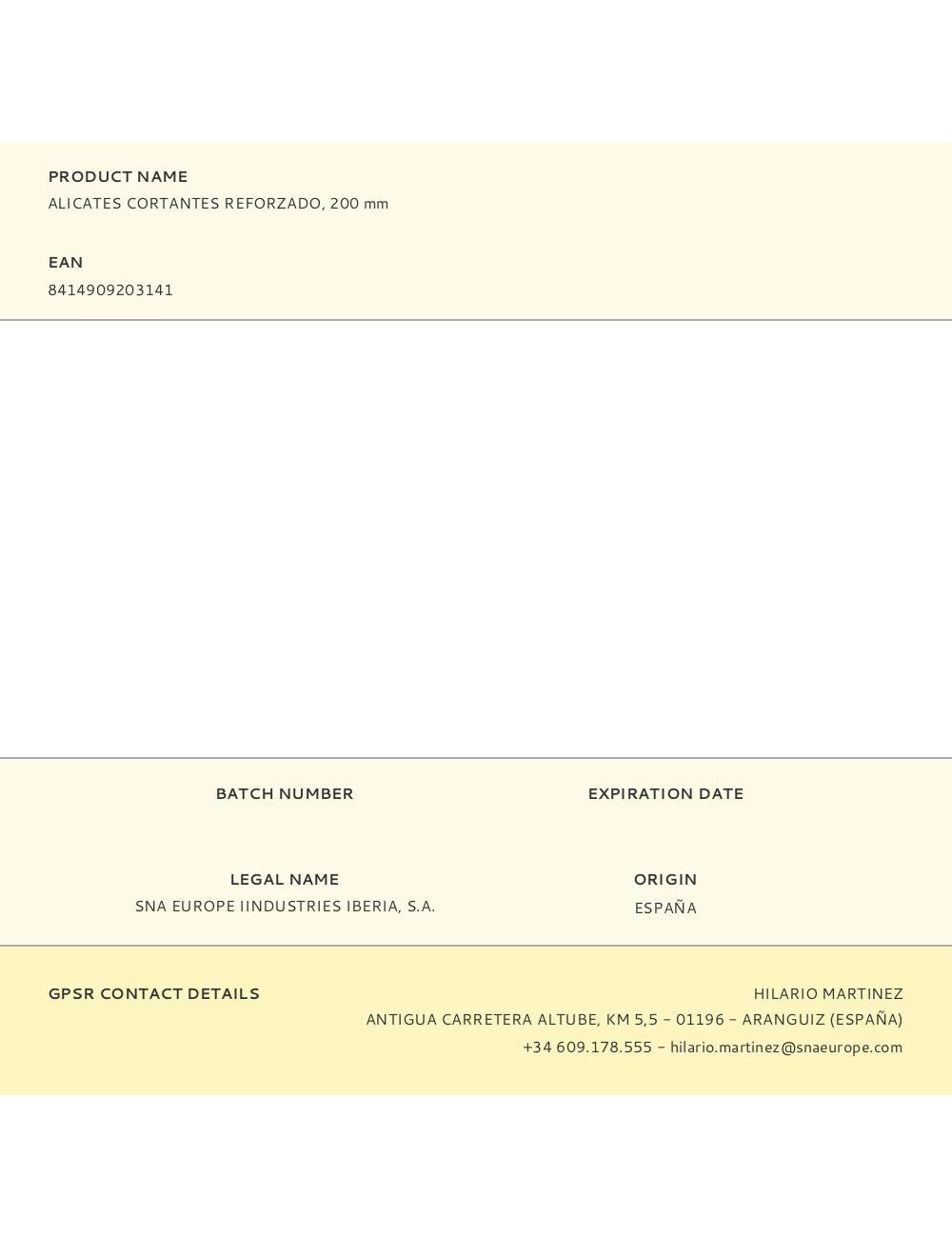 Alicates cortantes reforzado, 200 mm