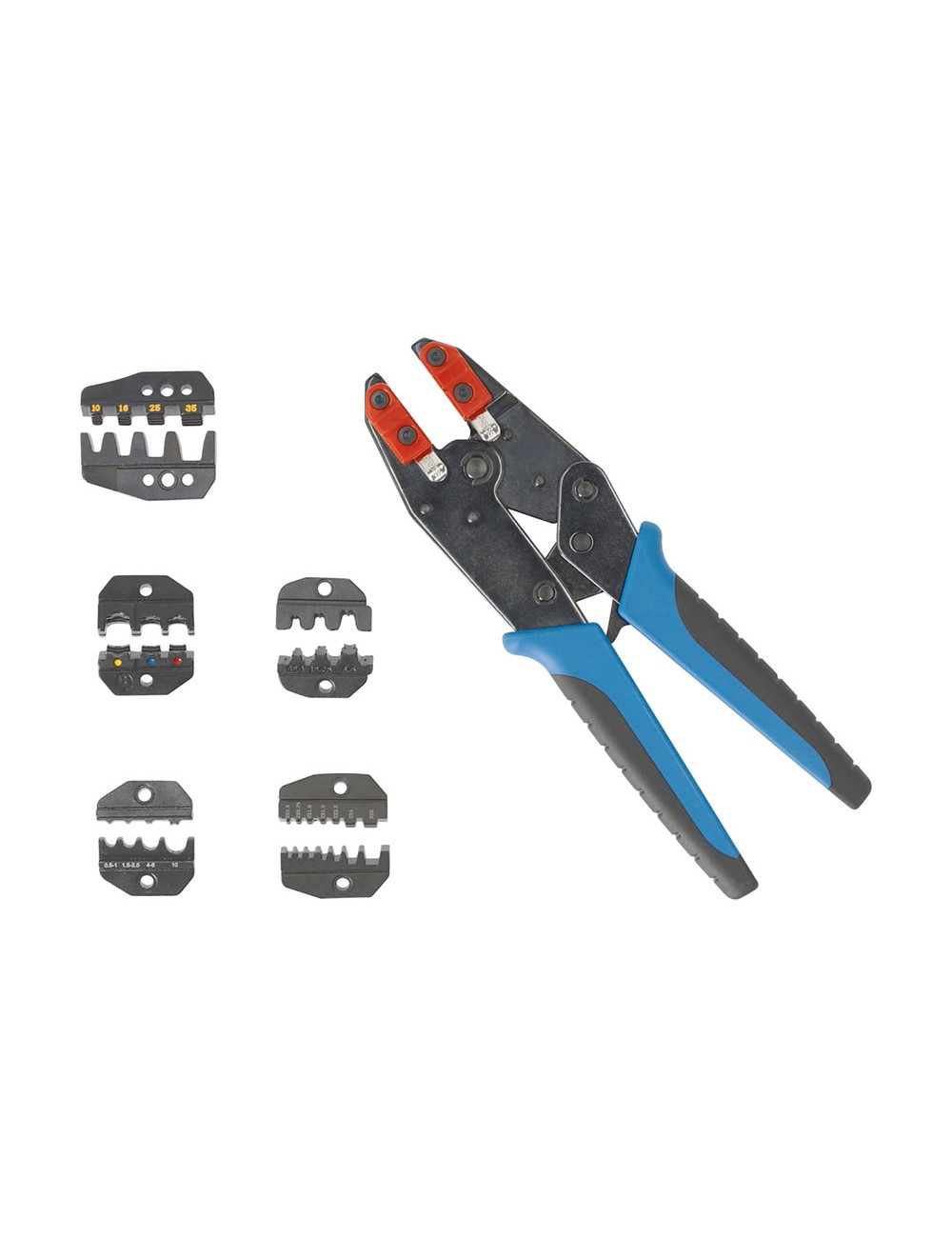 Alicates para engastar terminales 5 bocas intercambiables